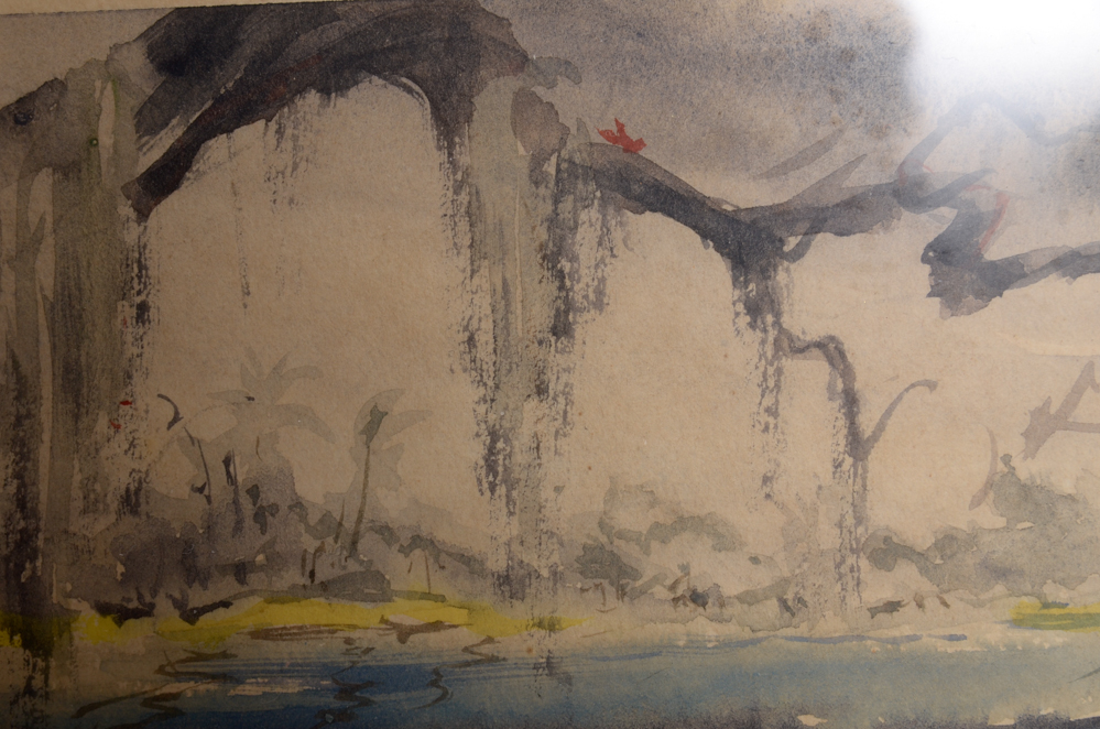 Four Vintage Watercolors of Wetlands by K. Strowger