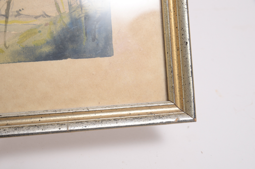 Four Vintage Watercolors of Wetlands by K. Strowger