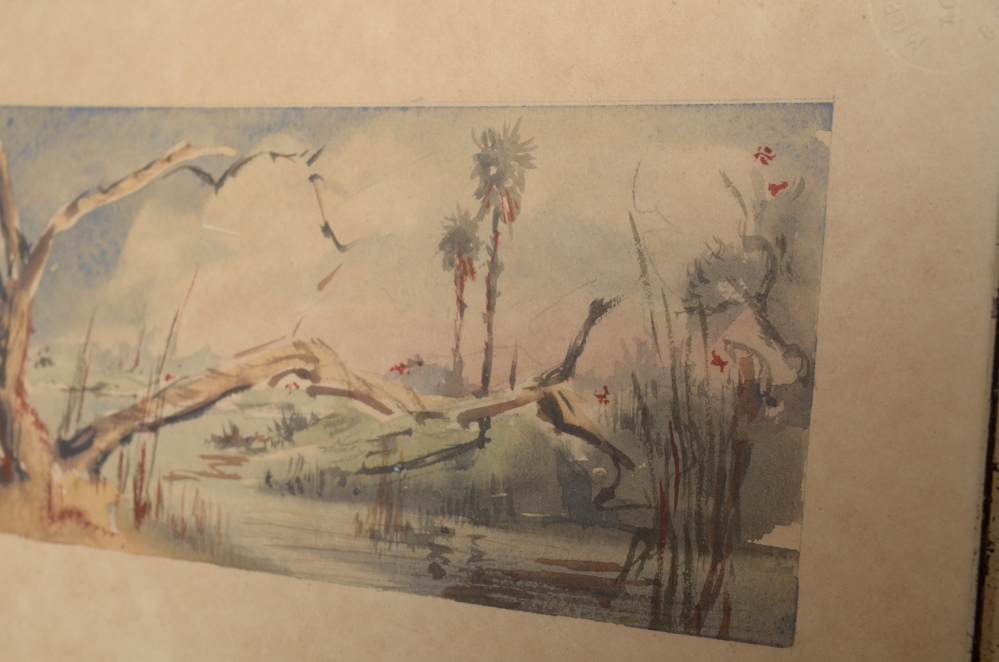 Four Vintage Watercolors of Wetlands by K. Strowger