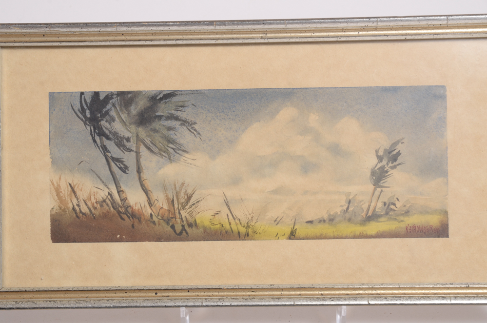 Four Vintage Watercolors of Wetlands by K. Strowger