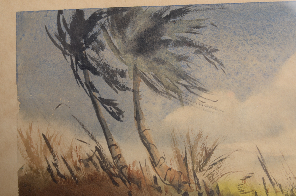 Four Vintage Watercolors of Wetlands by K. Strowger