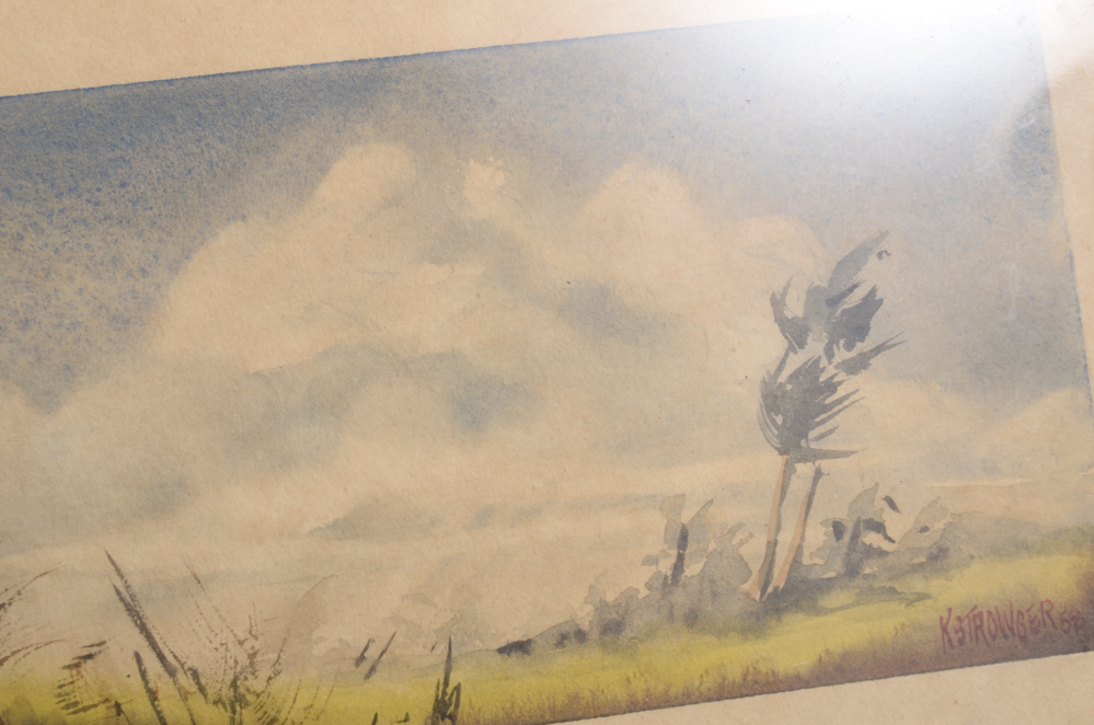 Four Vintage Watercolors of Wetlands by K. Strowger