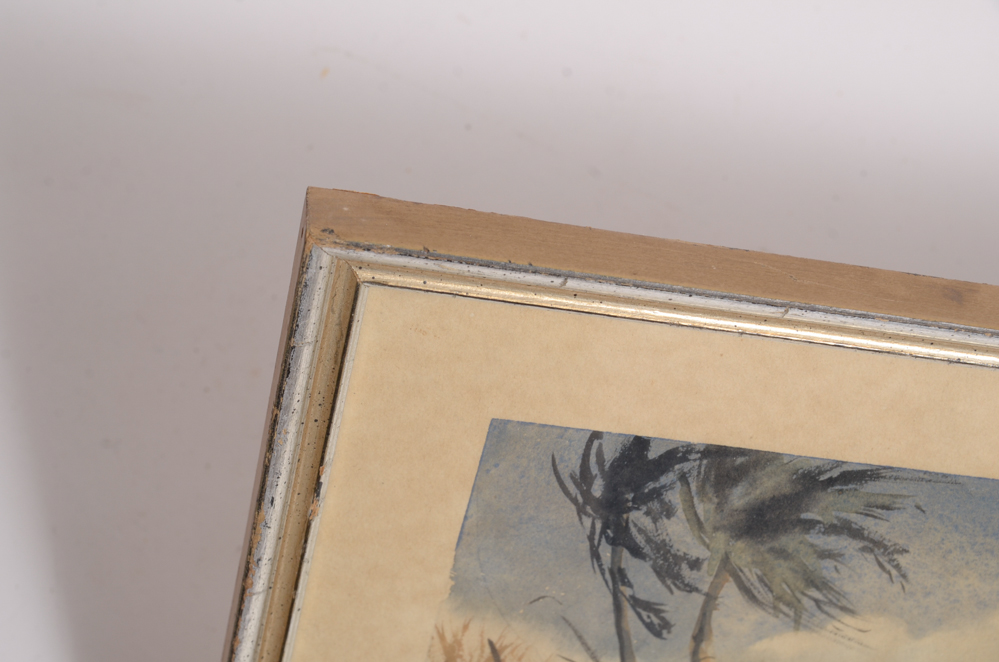 Four Vintage Watercolors of Wetlands by K. Strowger