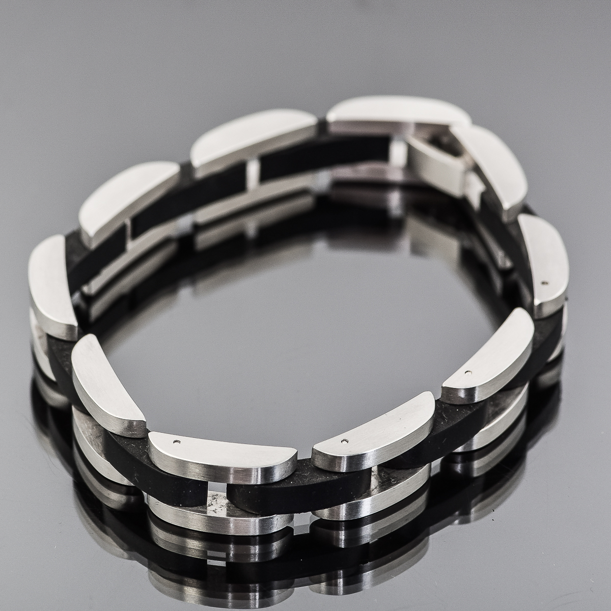 Stainless Steel and Rubber Bracelet