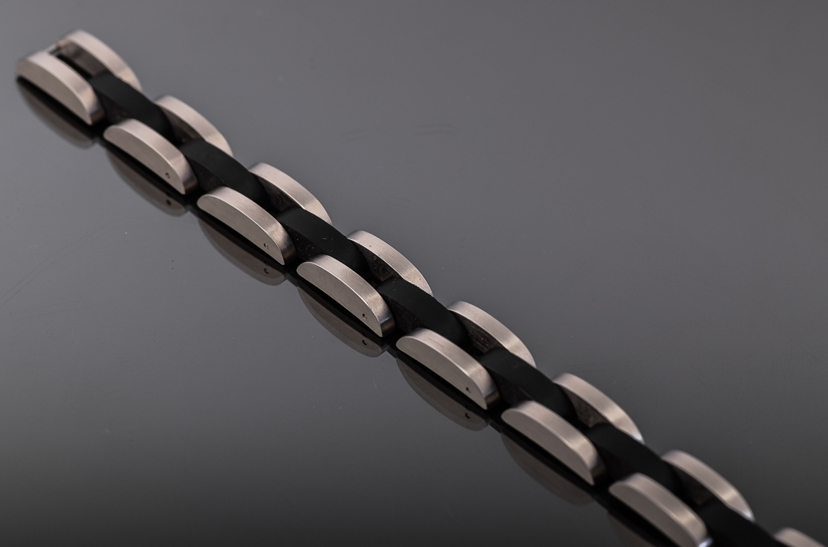 Stainless Steel and Rubber Bracelet
