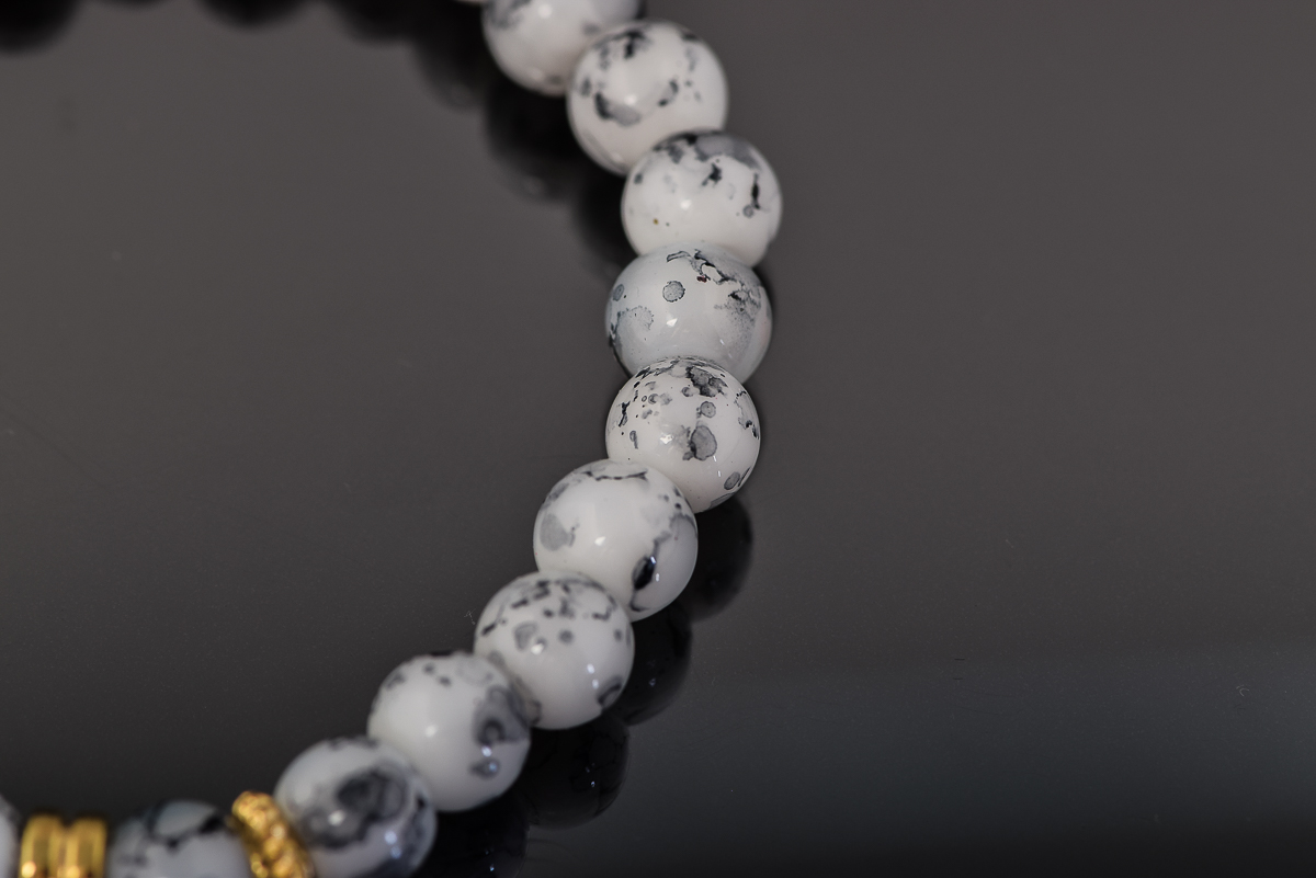 Oribicular Jasper Bead Bracelet with Evil Eye Charm