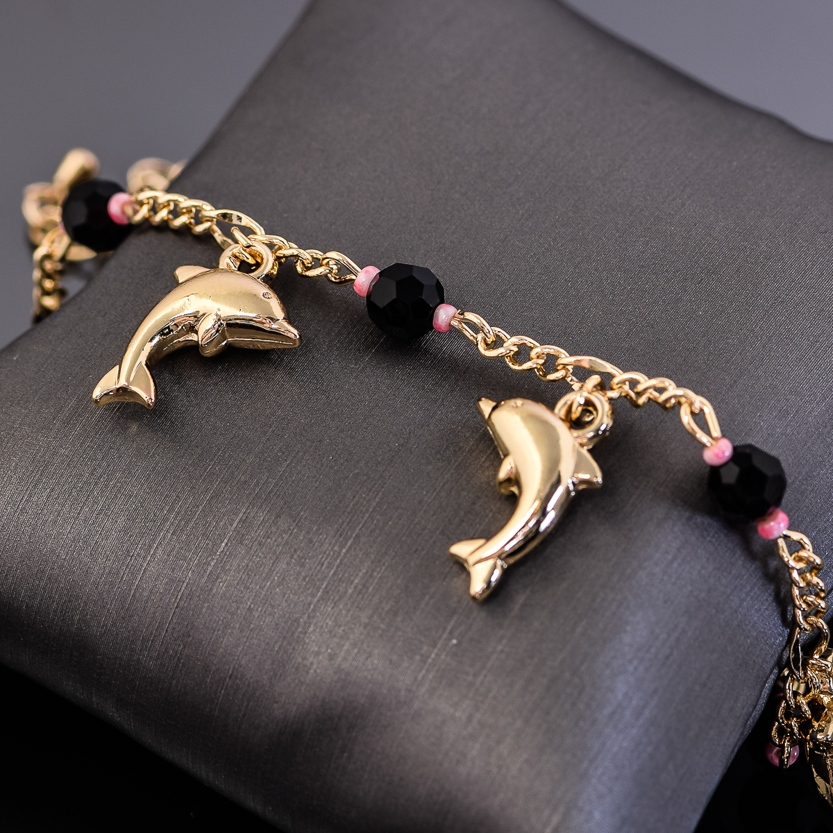 Costume Gold-Tone Fashion Bracelet with Dolphin Charms