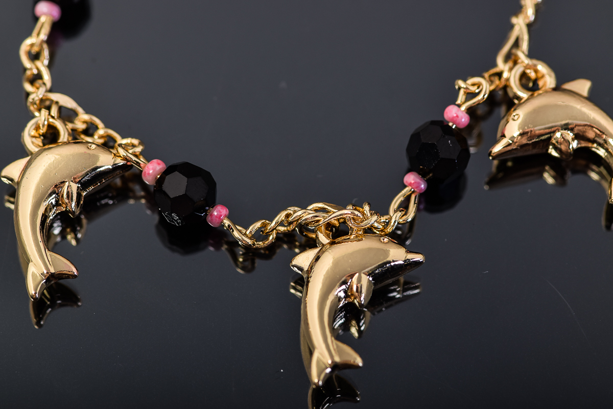 Costume Gold-Tone Fashion Bracelet with Dolphin Charms