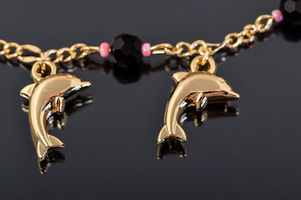 Costume Gold-Tone Fashion Bracelet with Dolphin Charms