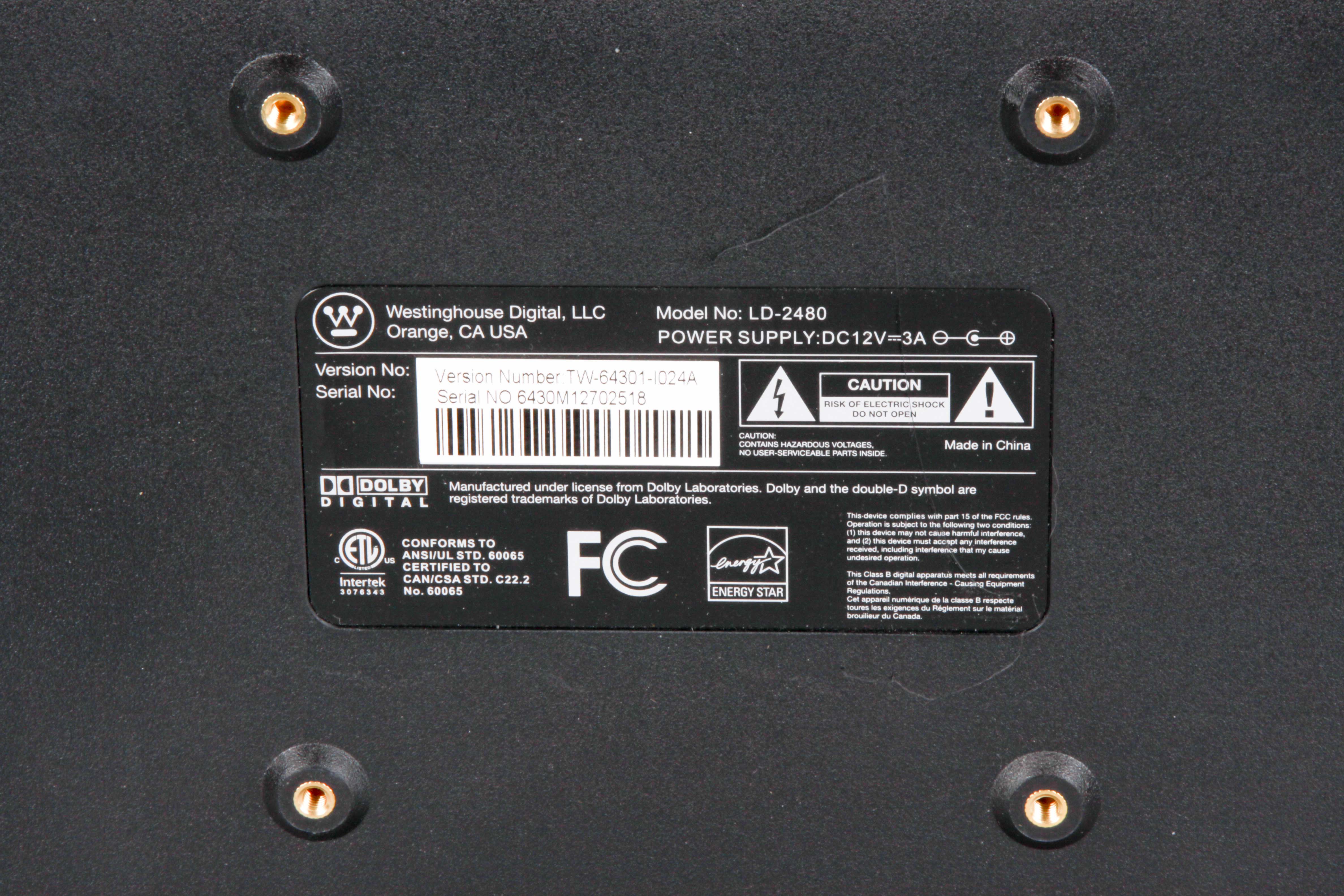 Westinghouse Energy Star 27" Flat Screen Television