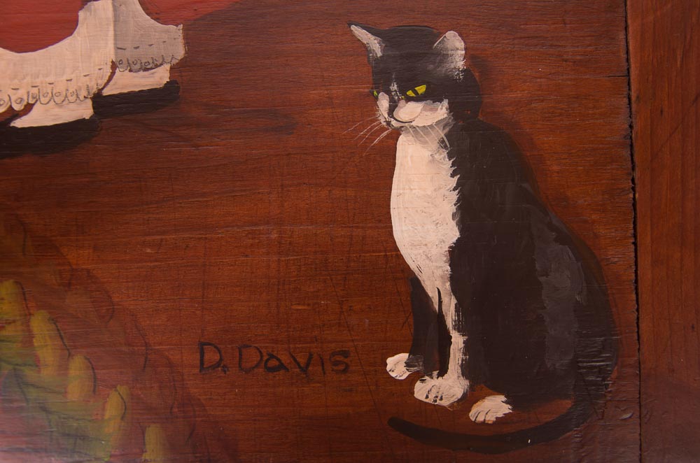 D. Davis Original Primitive Style Painting on Board