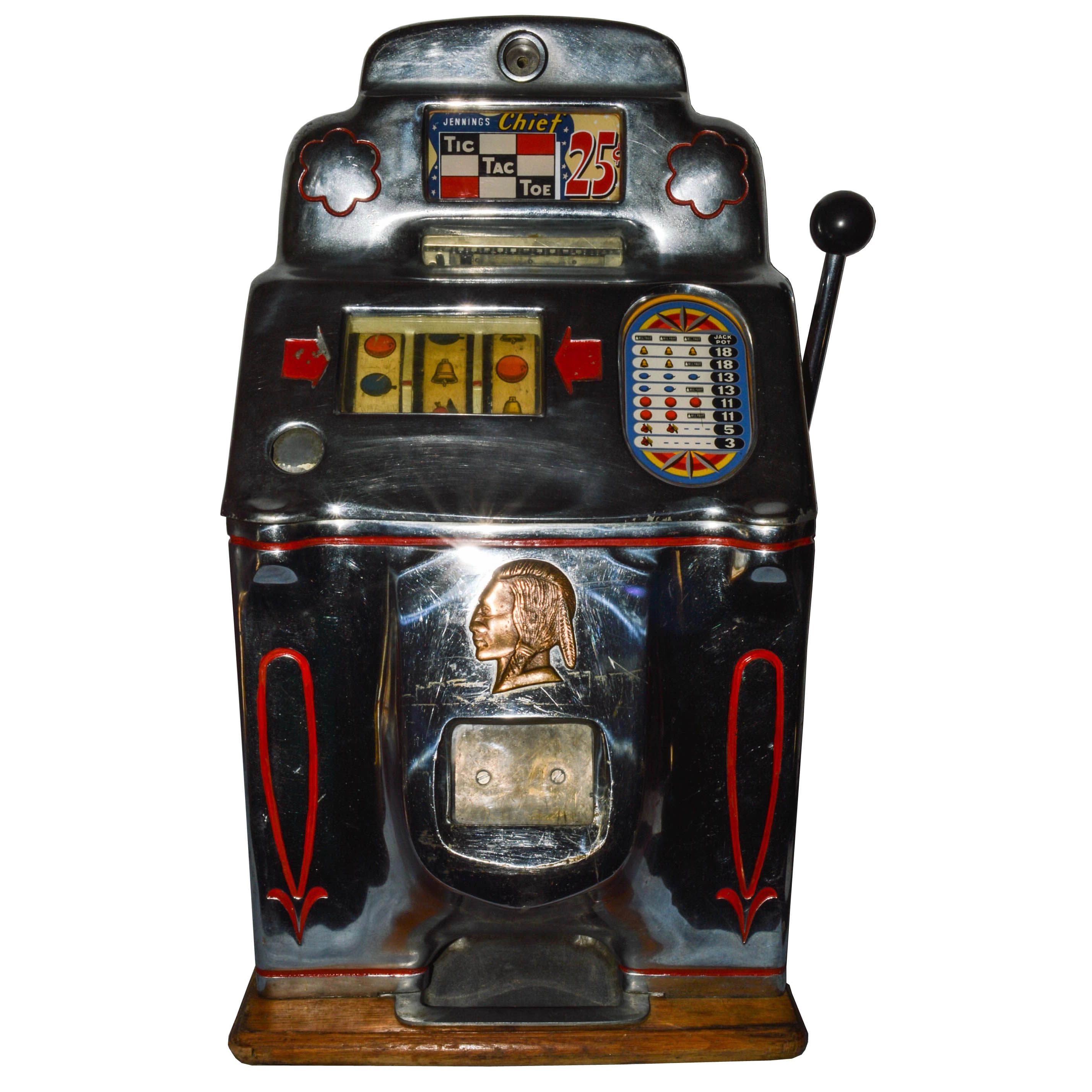 Vintage Jennings "Chief Tic Tac Toe" 25 cent Slot Machine