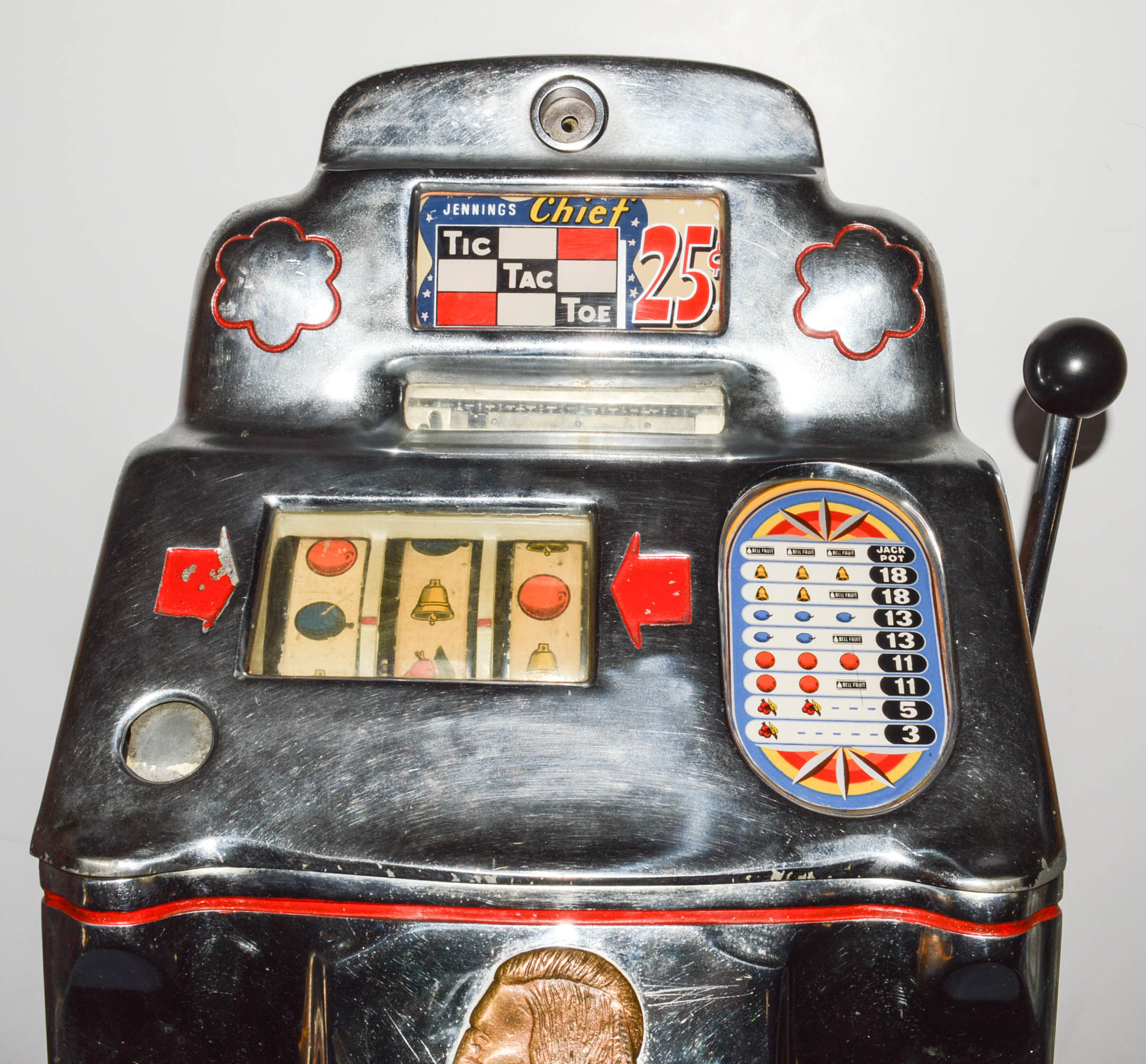 Vintage Jennings "Chief Tic Tac Toe" 25 cent Slot Machine