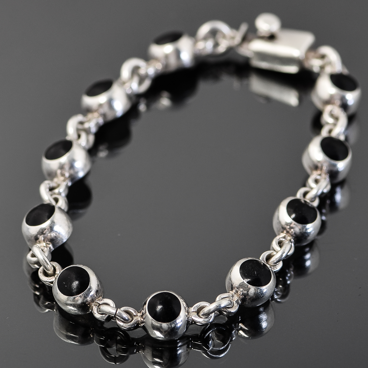 Sterling Silver and Onyx Bracelet