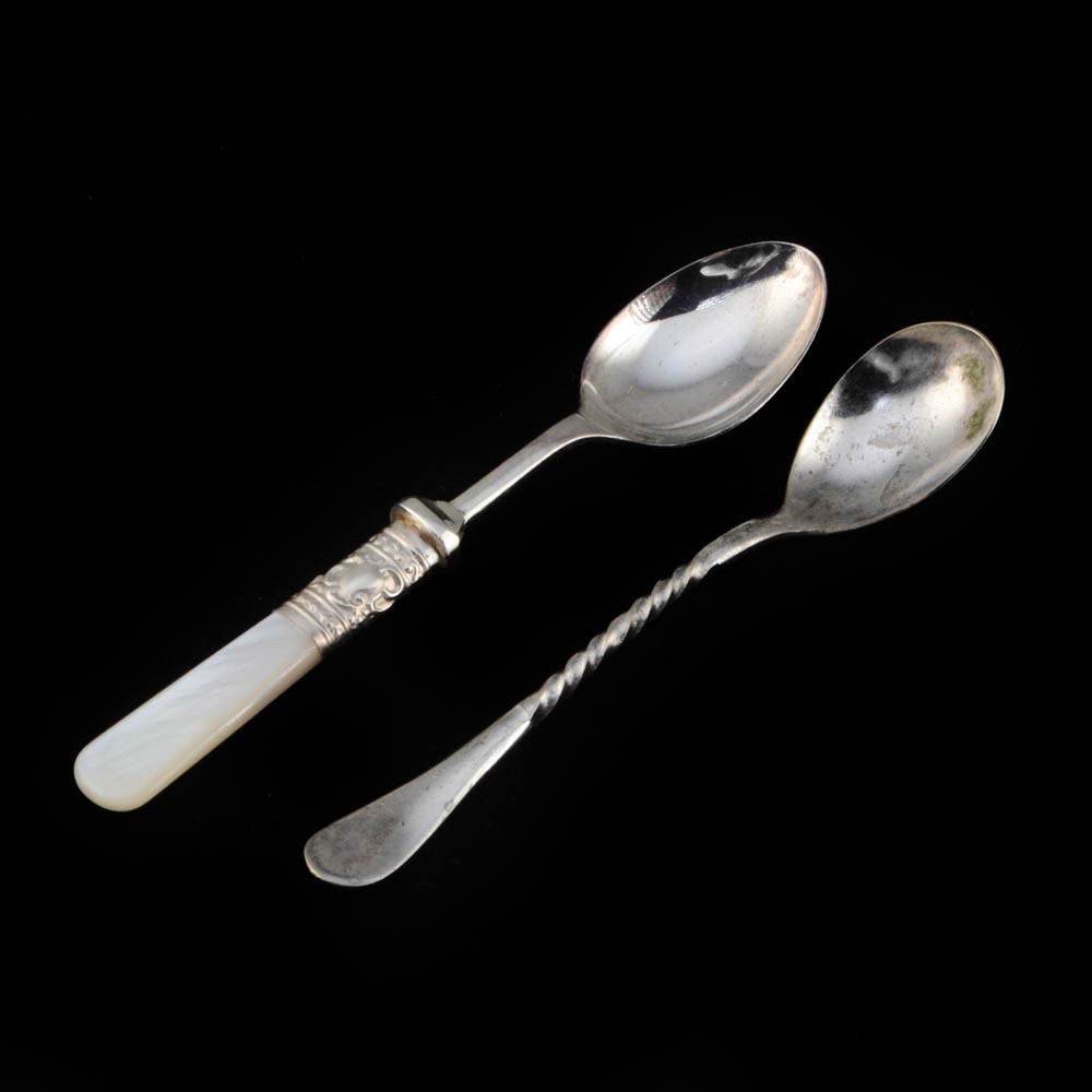Two Silver Tone Metal Demitasse Spoons