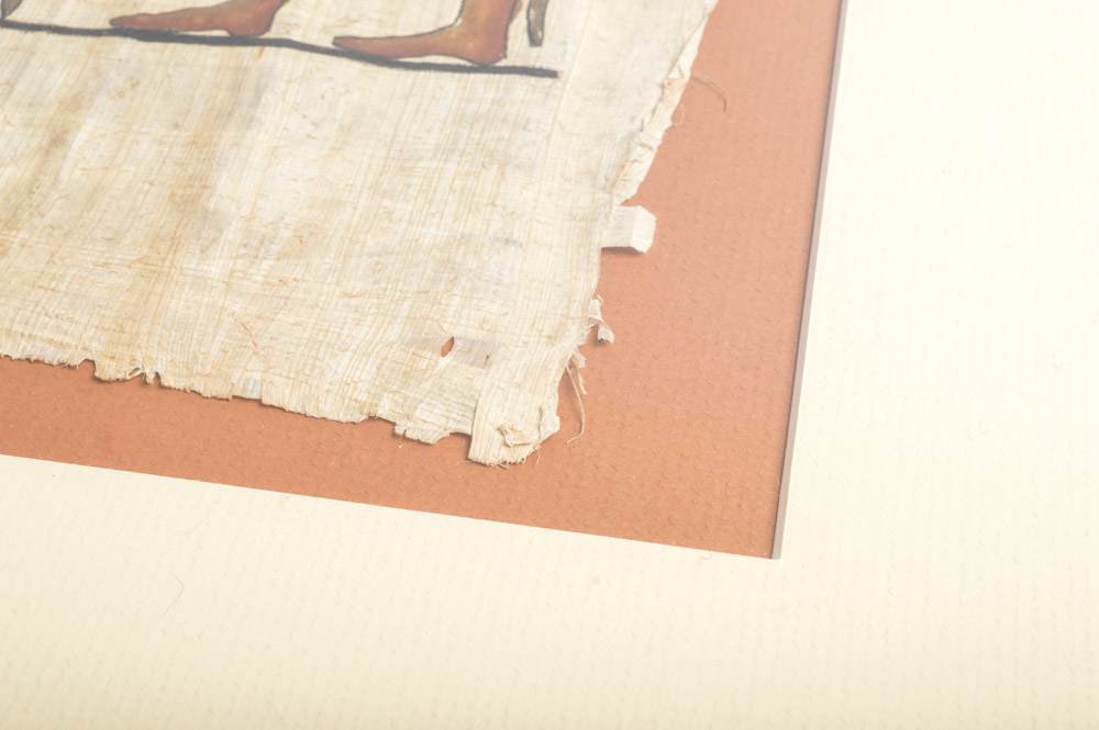 Ahmed Mostafa "Ramses II Facing God Anubis" Original Painting on Papyrus