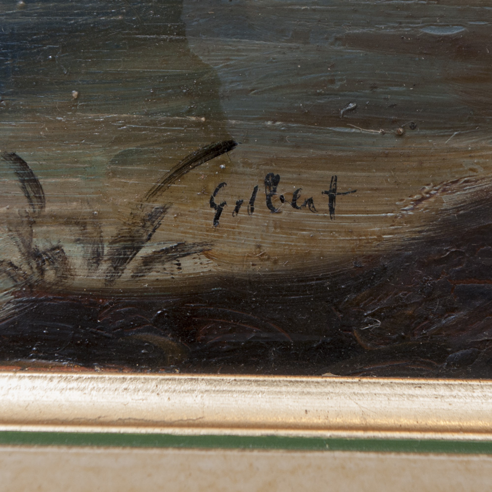 Antique Gilbert Signed Oil Painting on Canvas