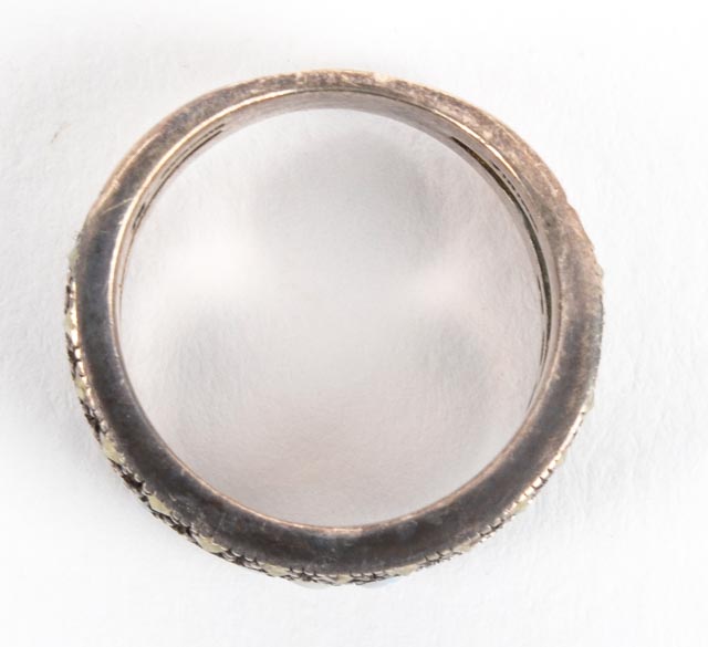 Sterling Opal and Marcasite Ring