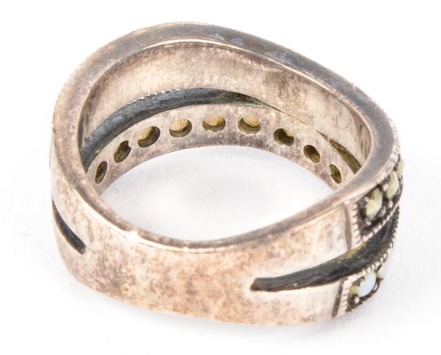 Sterling Opal and Marcasite Ring