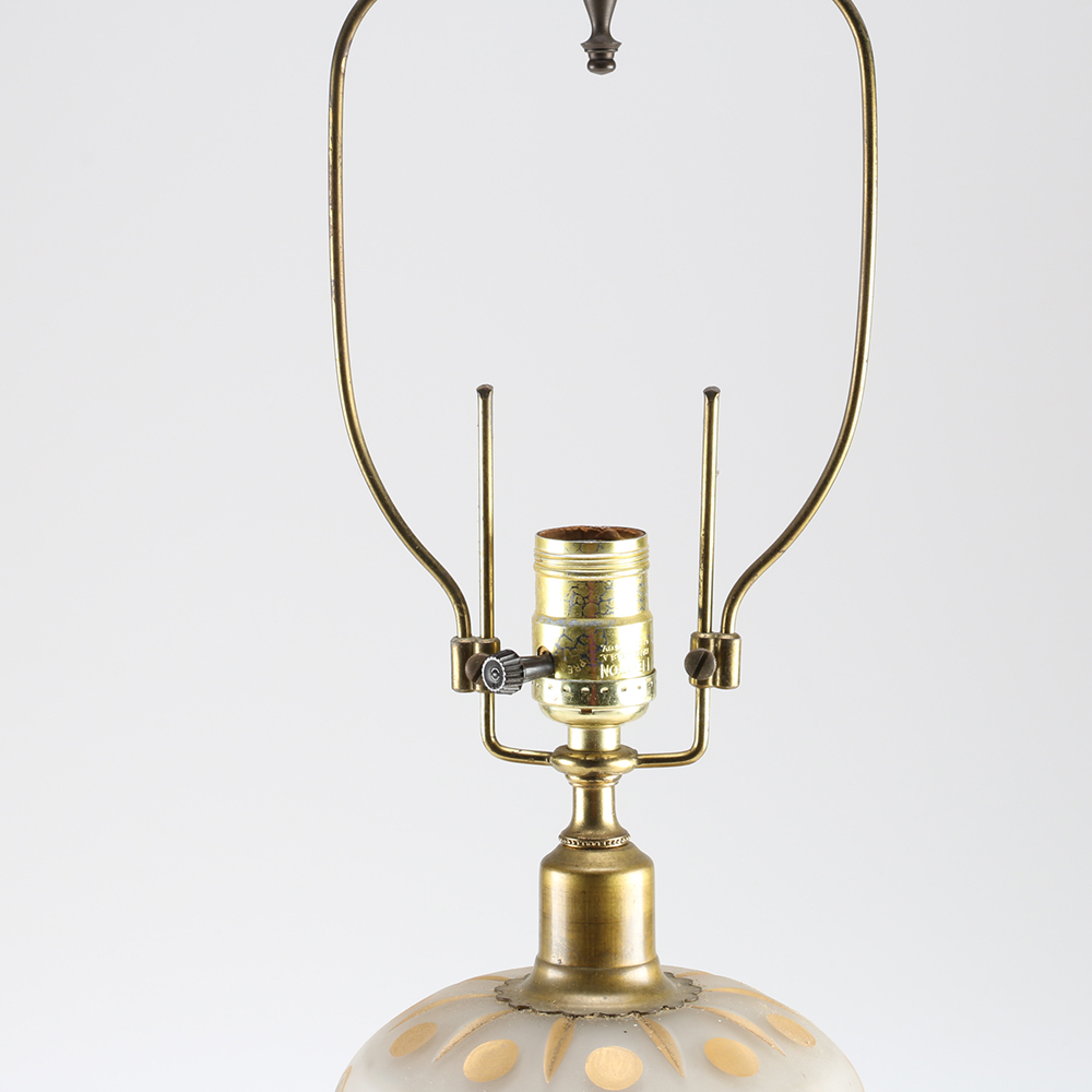 Vintage Frosted Glass Floriform Table Lamp