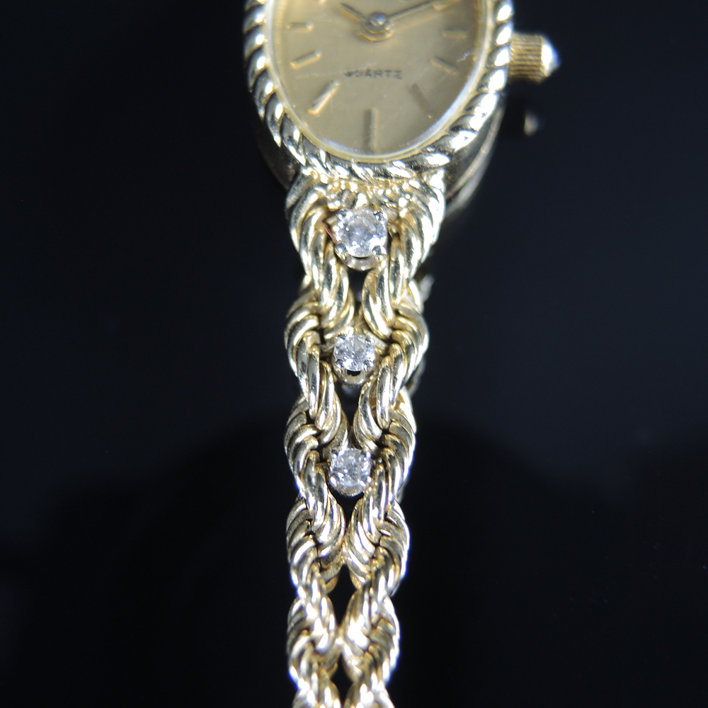 14K Gold Geneve Women's Diamond Watch