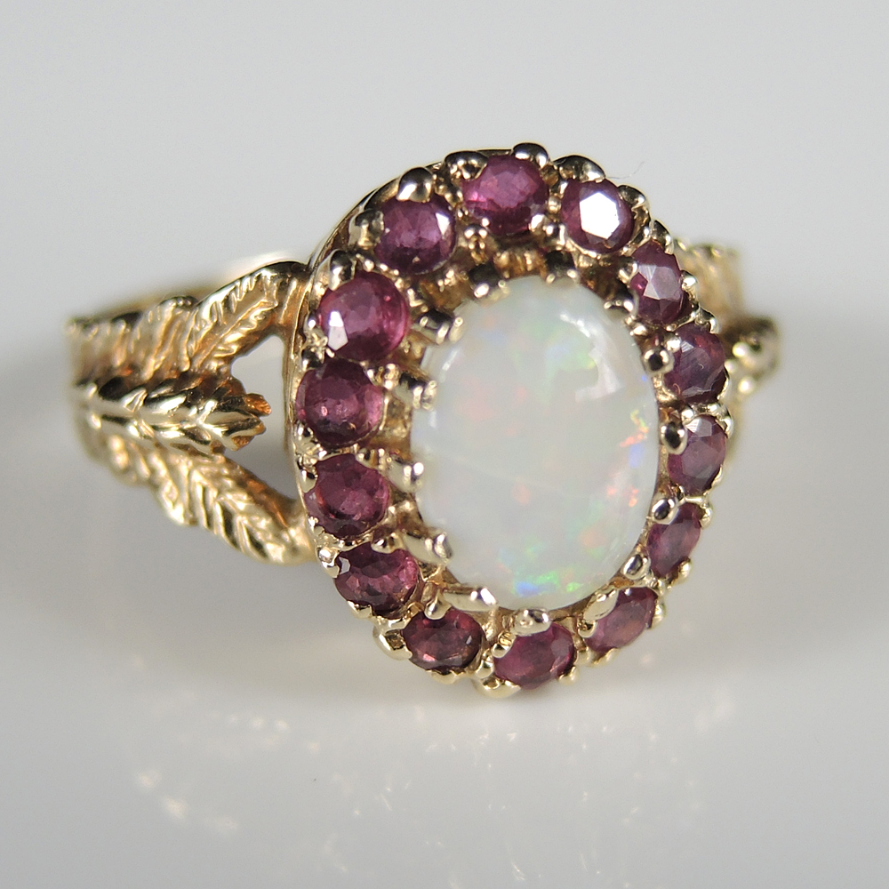 10K Yellow Gold Opal Ruby Ring