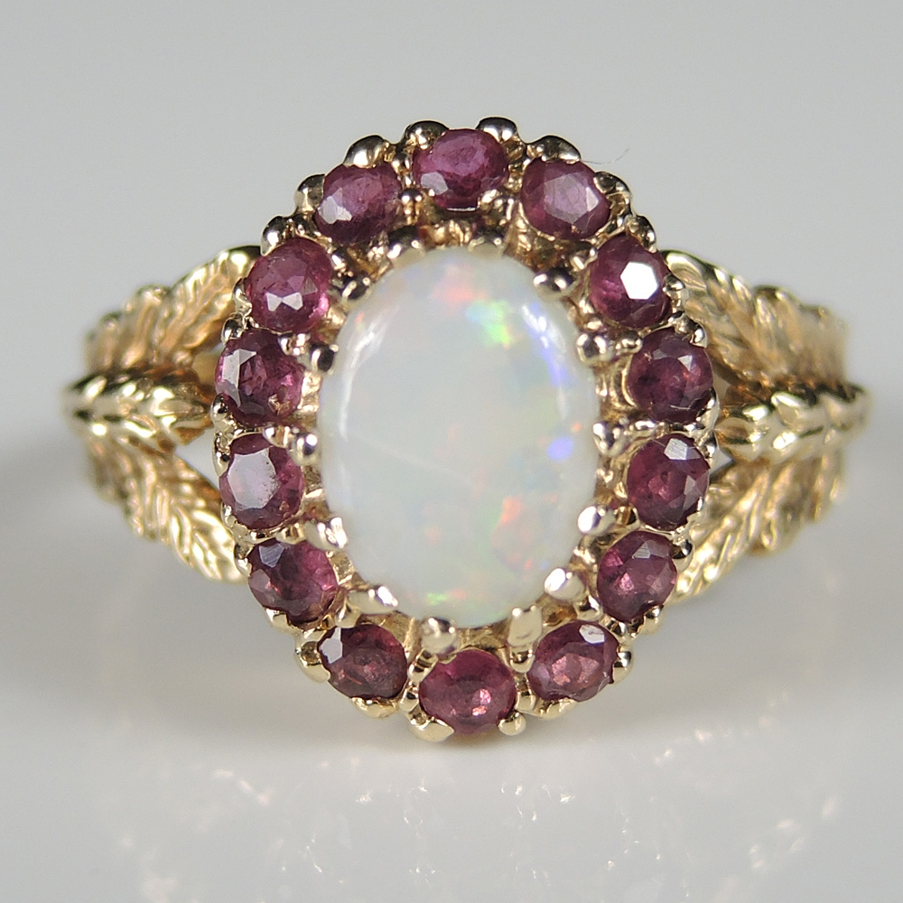 10K Yellow Gold Opal Ruby Ring
