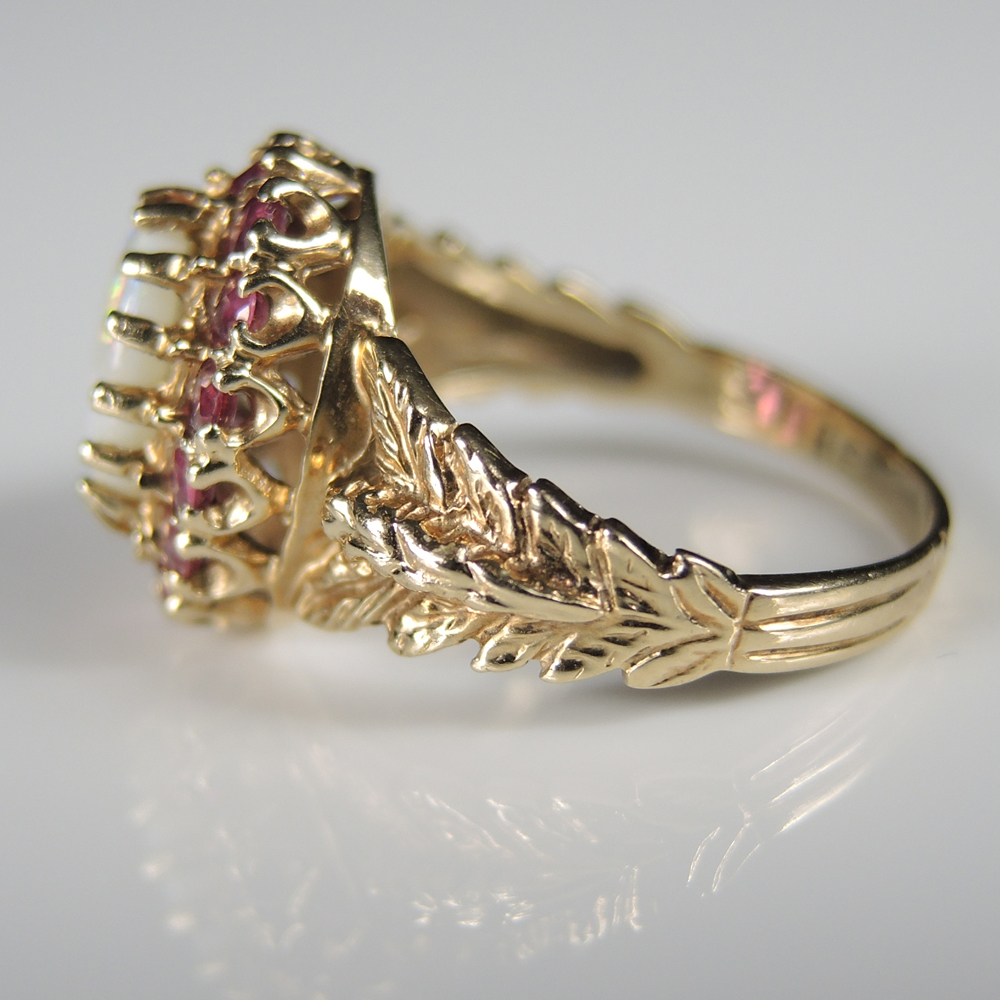 10K Yellow Gold Opal Ruby Ring