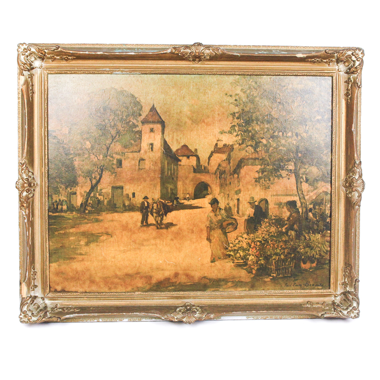 Paul Emile Lecomte Reproduction Print "The Flower Vendors"