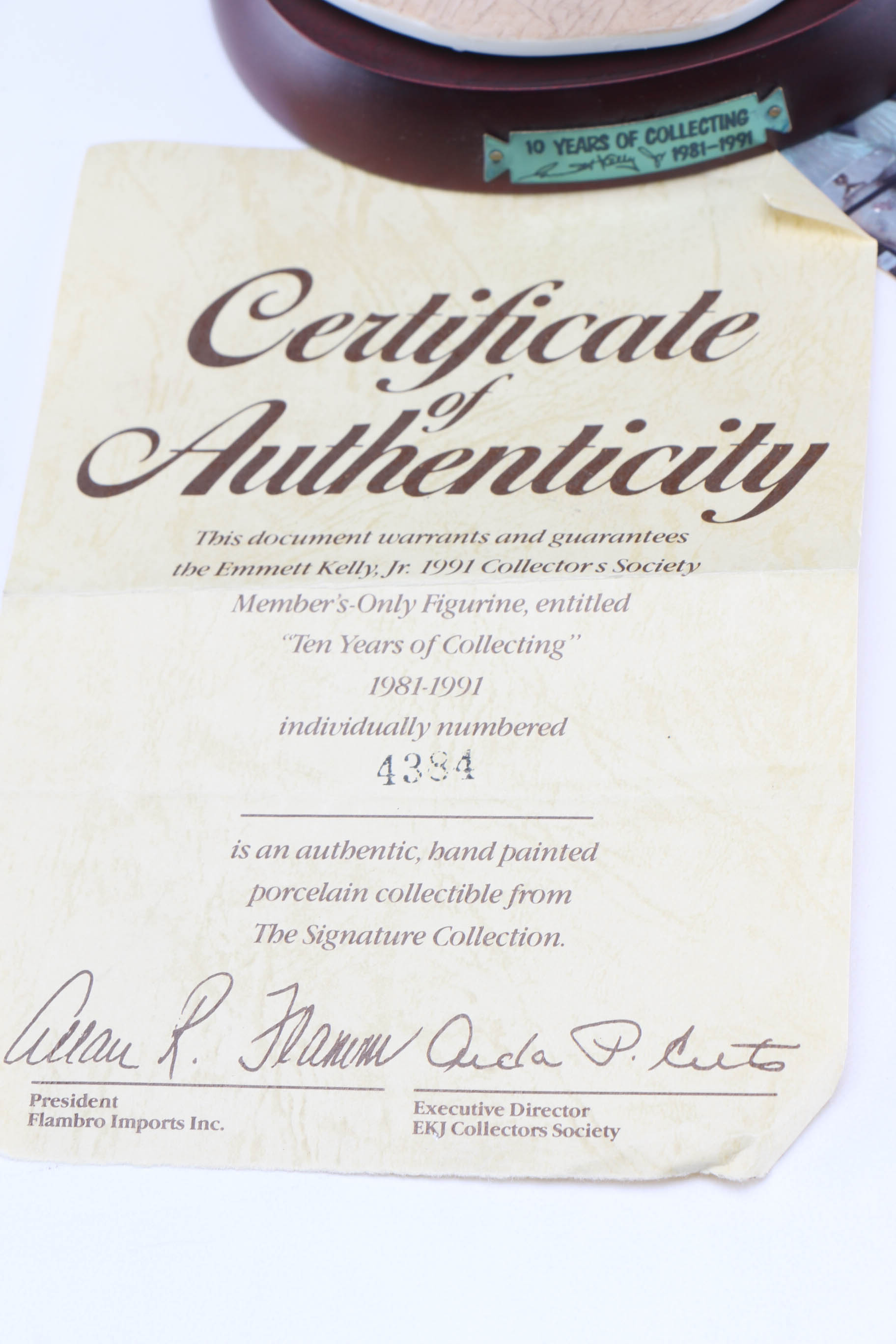 Emmett Kelly Jr. "Ten Years of Collecting" Figurine by Flambro