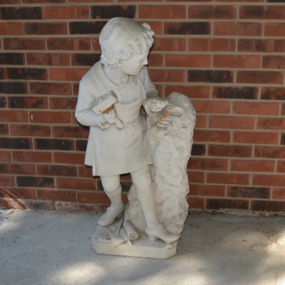 Marble Carved Statue of Young Michelangelo After Emilio Zocchi