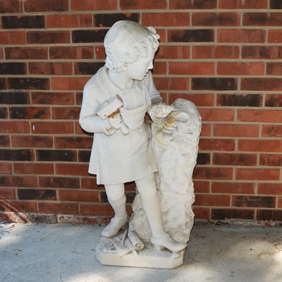 Marble Carved Statue of Young Michelangelo After Emilio Zocchi