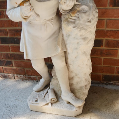 Marble Carved Statue of Young Michelangelo After Emilio Zocchi