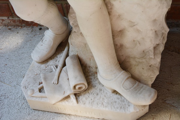 Marble Carved Statue of Young Michelangelo After Emilio Zocchi