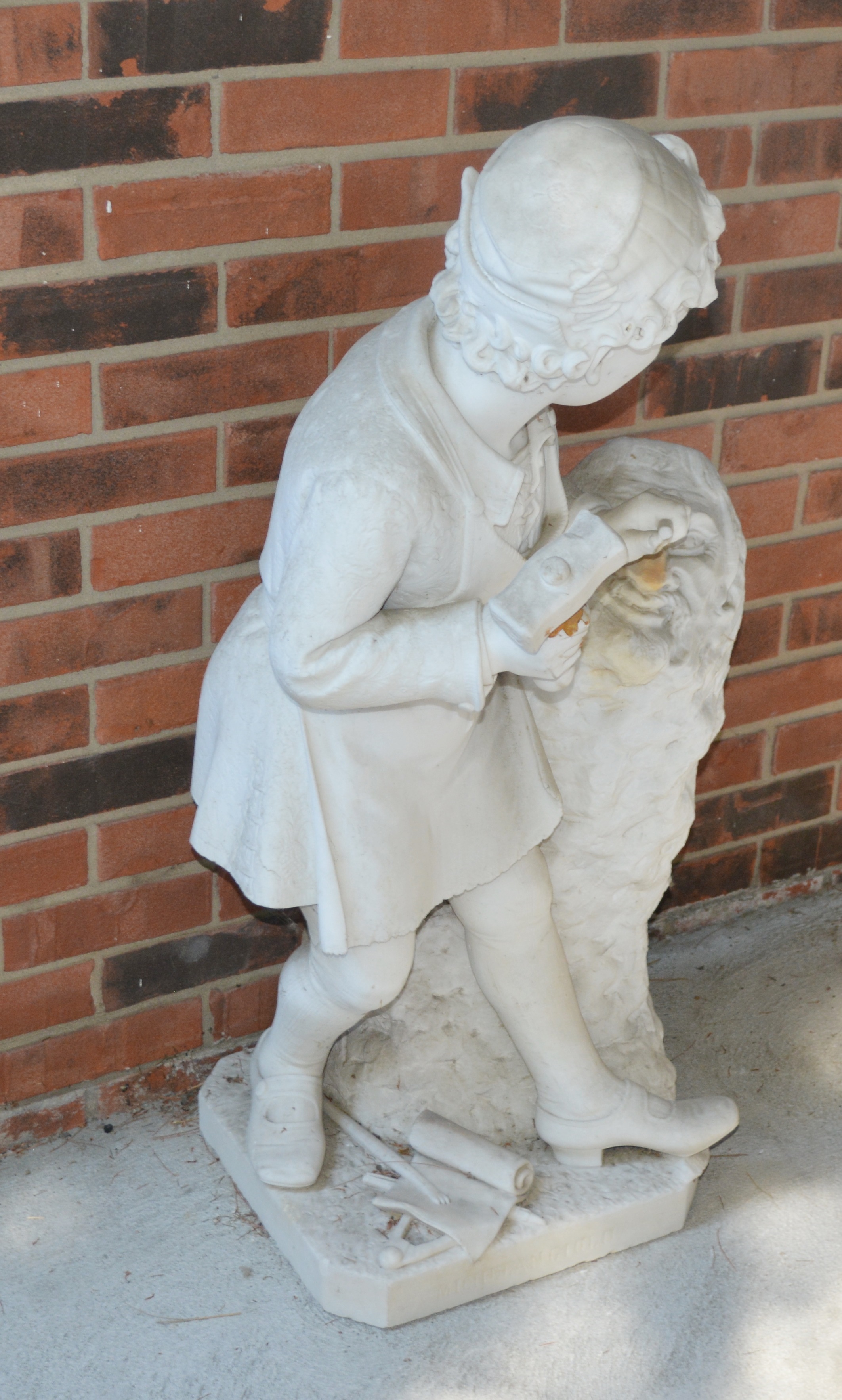 Marble Carved Statue of Young Michelangelo After Emilio Zocchi