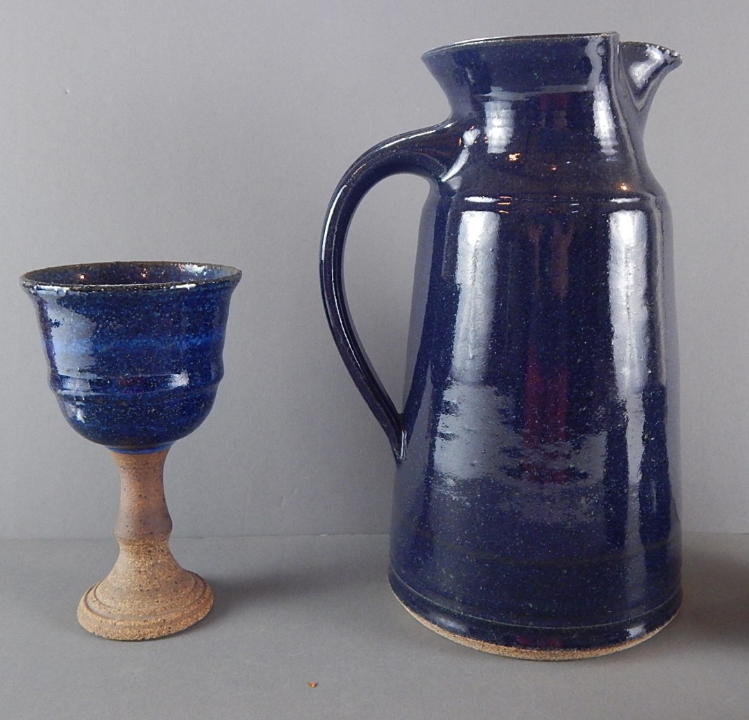 Kathy Koop Selection of Art Pottery with Deep Blue Glaze