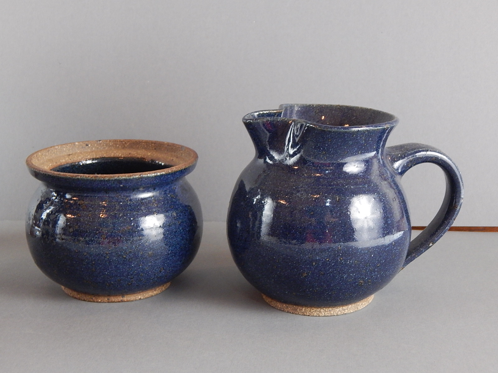 Kathy Koop Selection of Art Pottery with Deep Blue Glaze