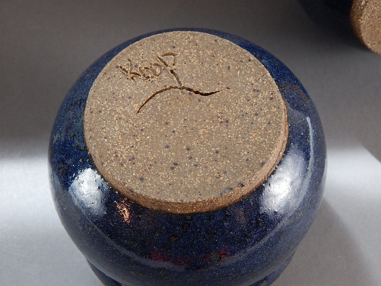 Kathy Koop Selection of Art Pottery with Deep Blue Glaze