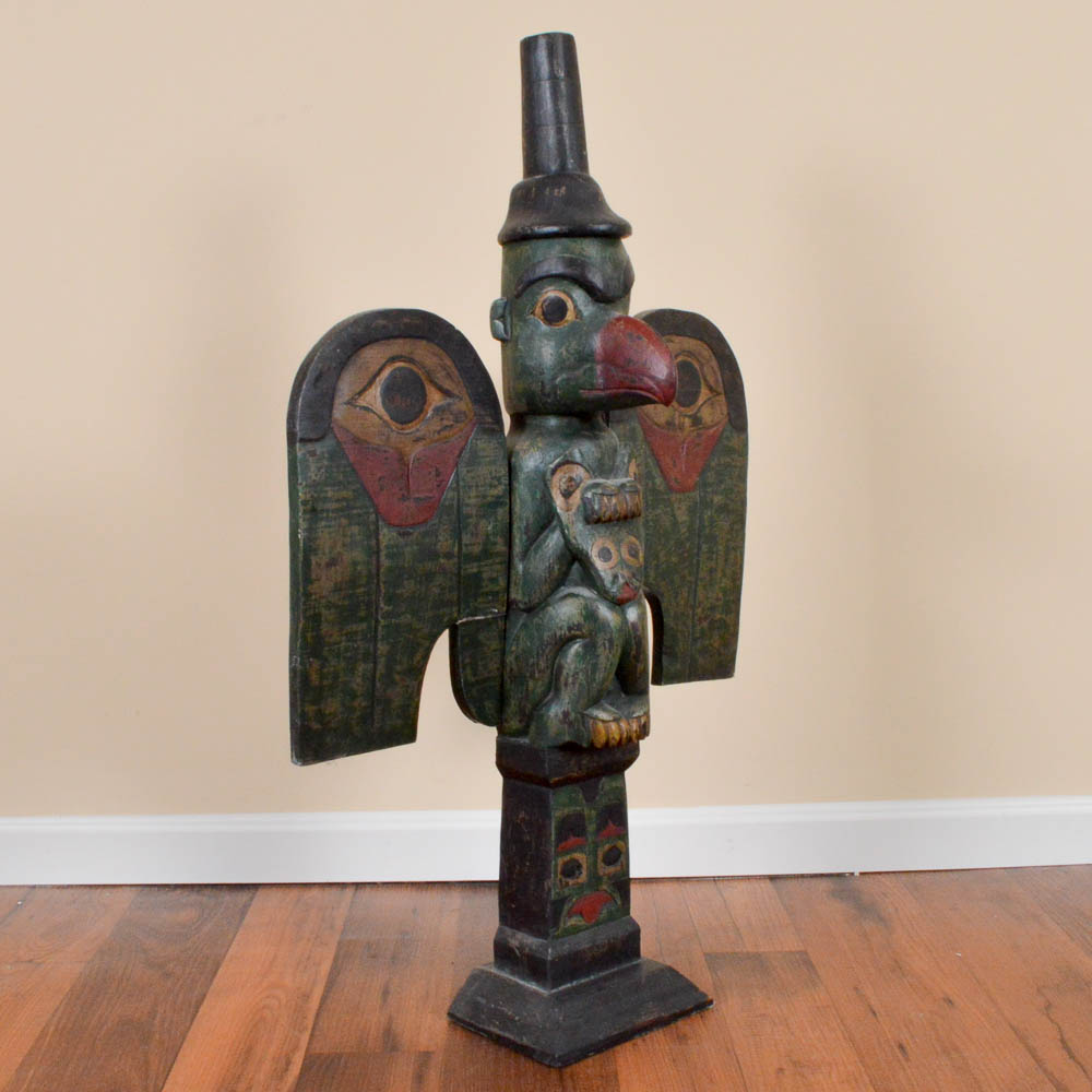 Indonesian Carved Wood Totem Pole