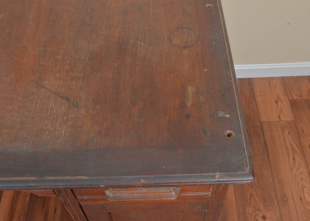 Antique Oak Partner's Desk by Indianapolis Cabinet Company