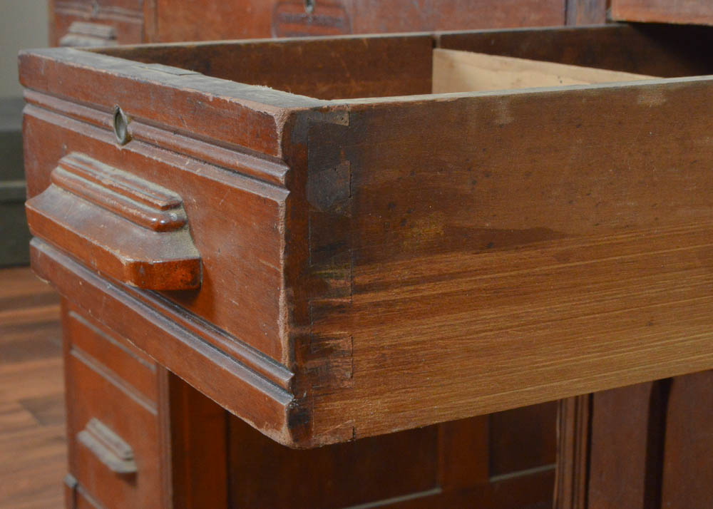 Antique Oak Partner's Desk by Indianapolis Cabinet Company