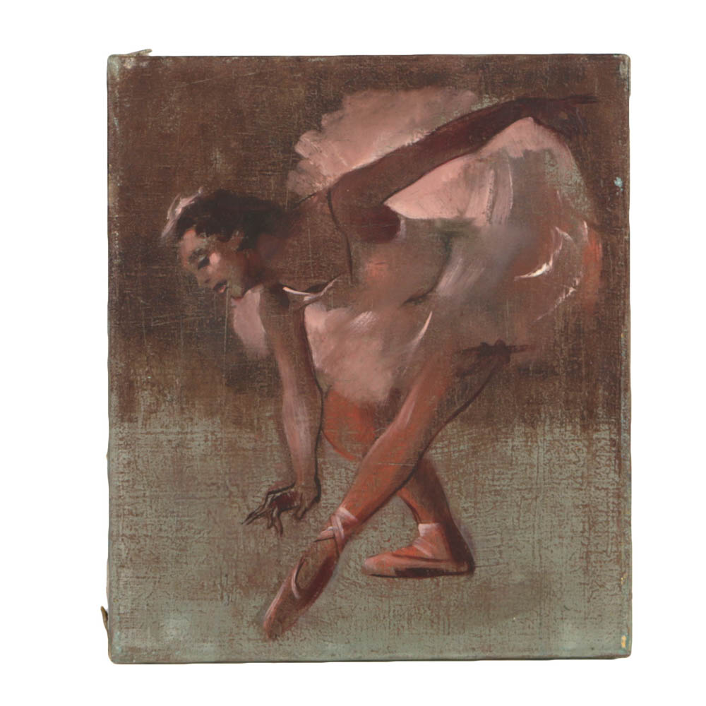 Robert Moyer Oil on Canvas Painting of A Ballerina Dancer
