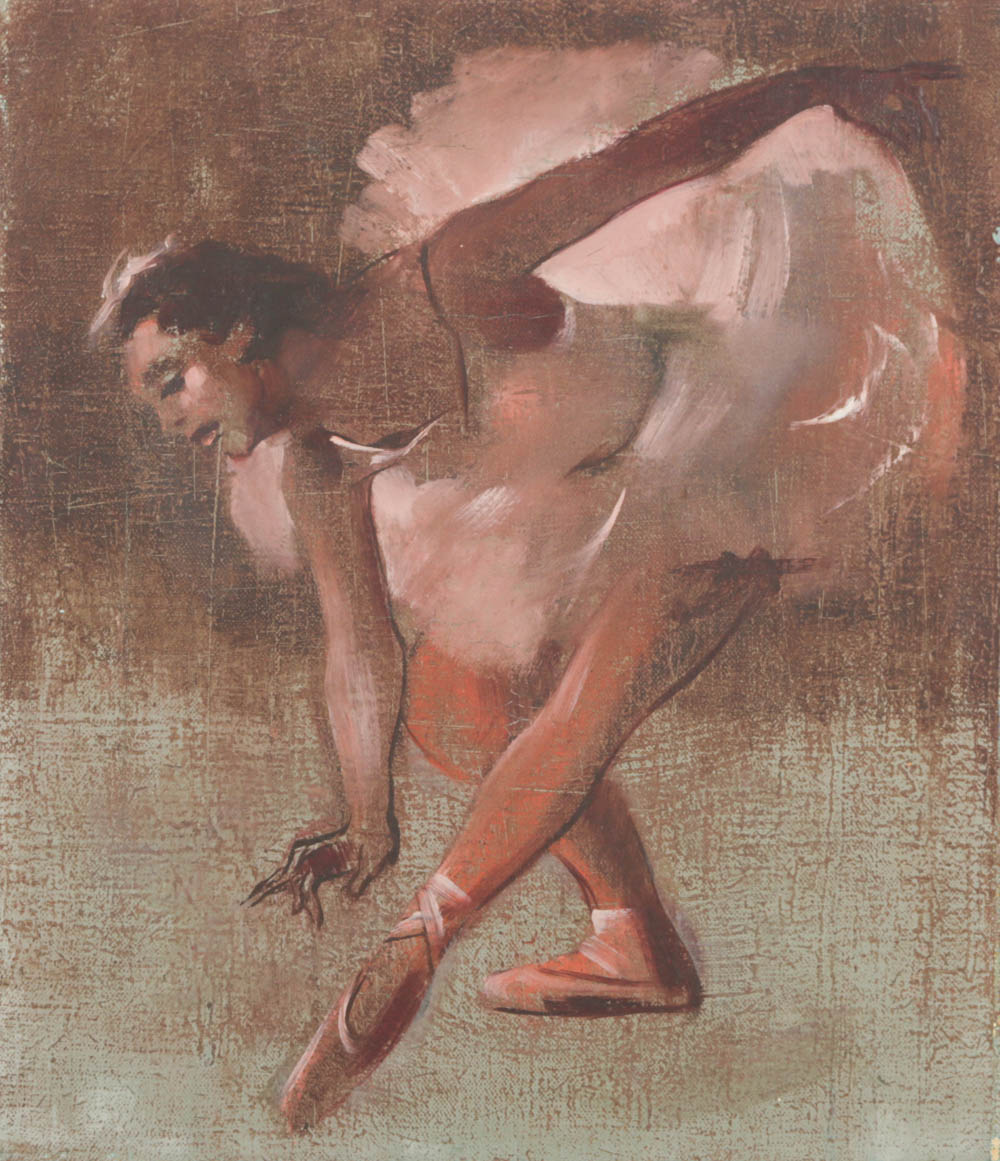 Robert Moyer Oil on Canvas Painting of A Ballerina Dancer