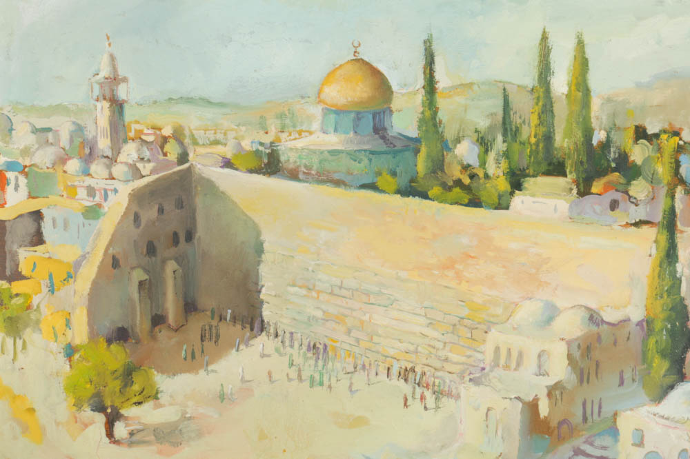 Oil on Board Painting of the Western Wall in Jerusalem