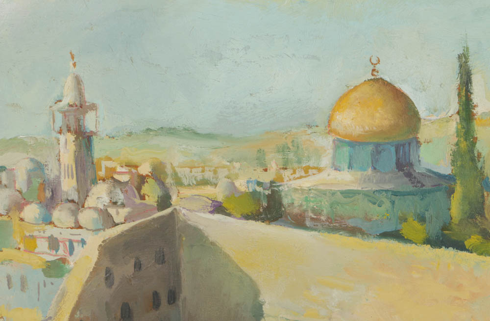 Oil on Board Painting of the Western Wall in Jerusalem