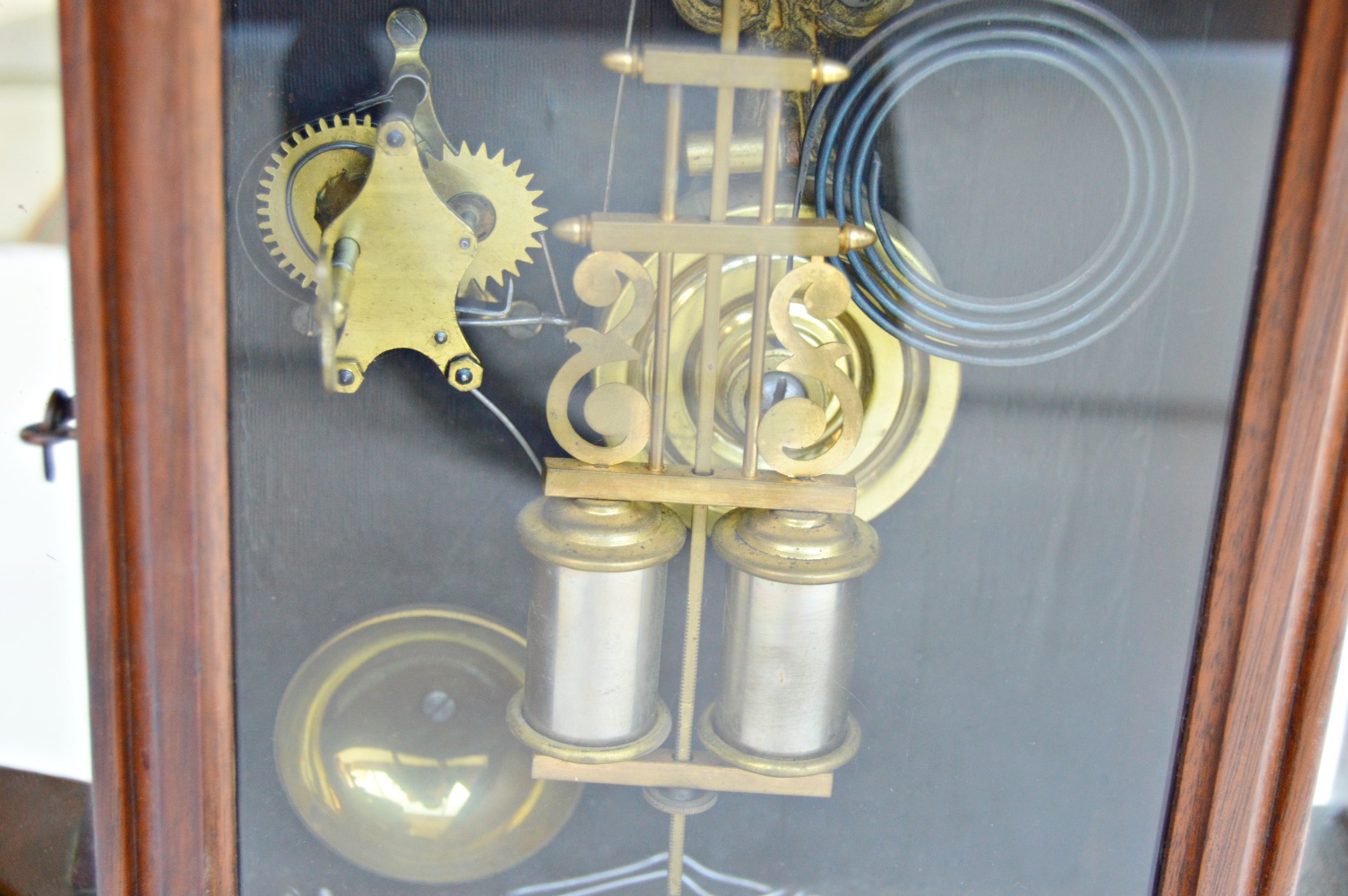 Mid 19th C Victorian Gothic Style Walnut Ansonia Mantle Clock