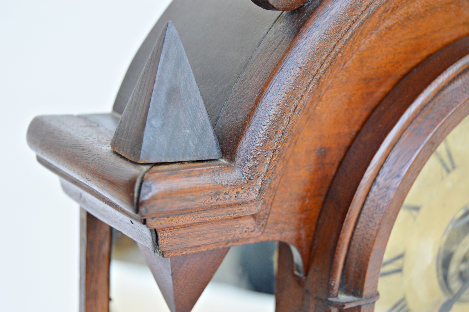 Mid 19th C Victorian Gothic Style Walnut Ansonia Mantle Clock