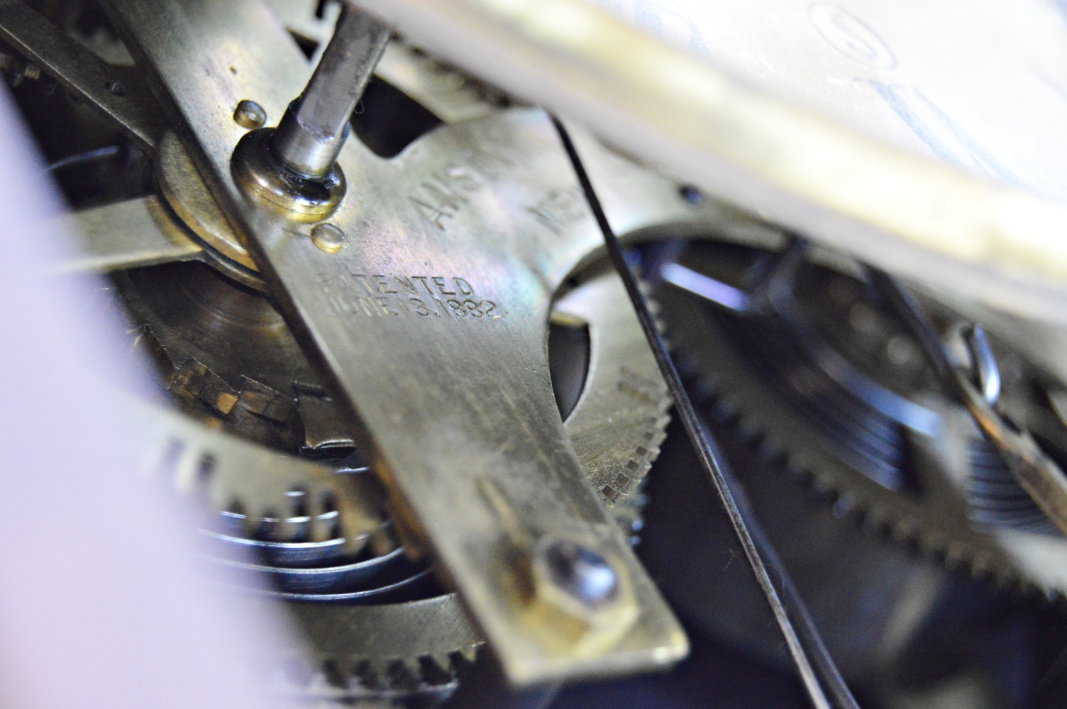 Mid 19th C Victorian Gothic Style Walnut Ansonia Mantle Clock