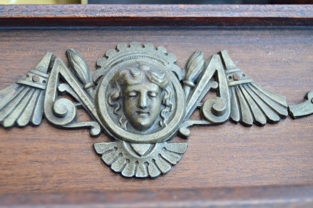 Mid 19th C Victorian Gothic Style Walnut Ansonia Mantle Clock