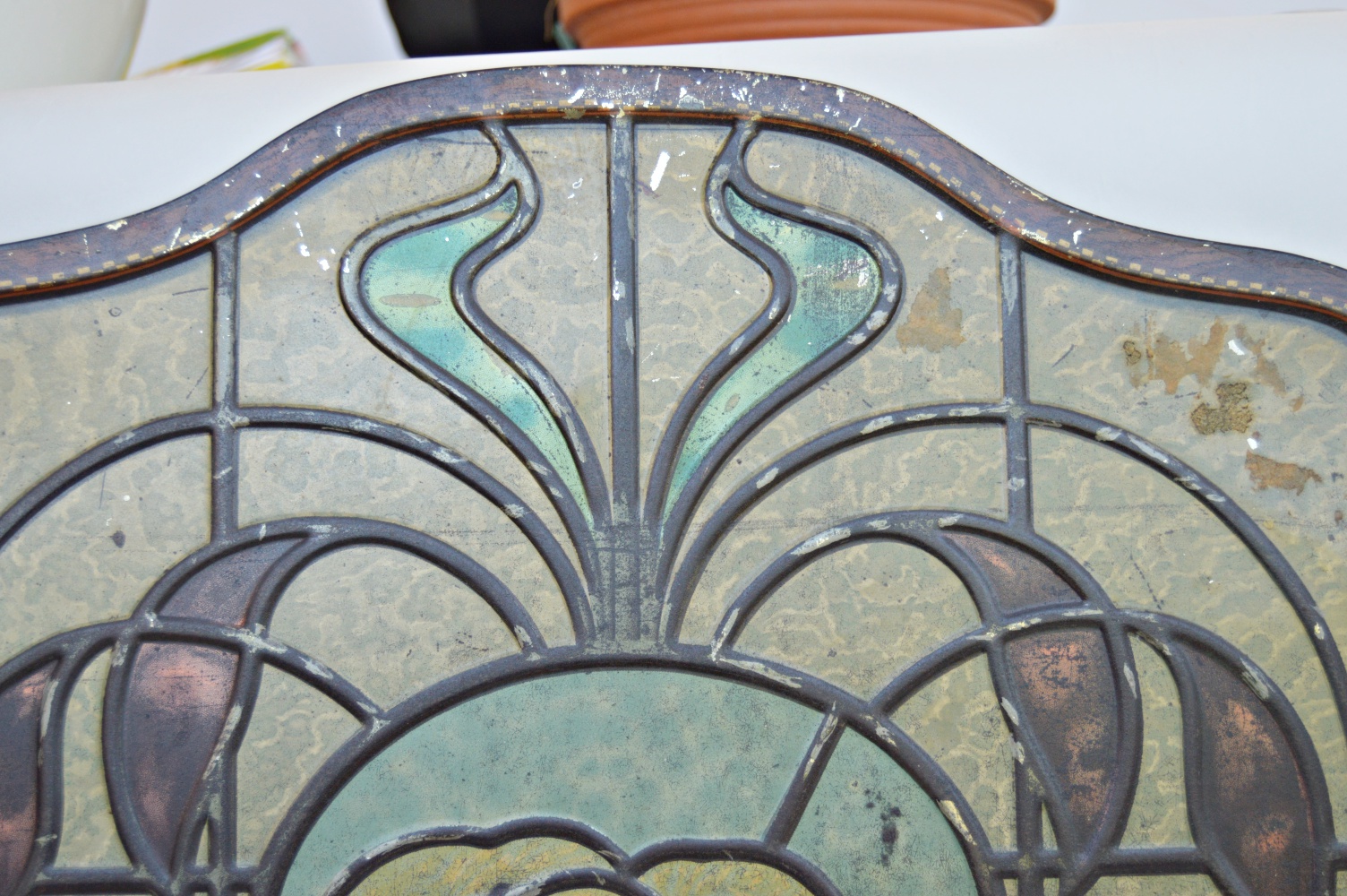Art Nouveau Painted Tin Fire Screen